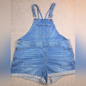 AVA & VIV Plus Size Denim Country Beach Summer Vacation Overall Shorts